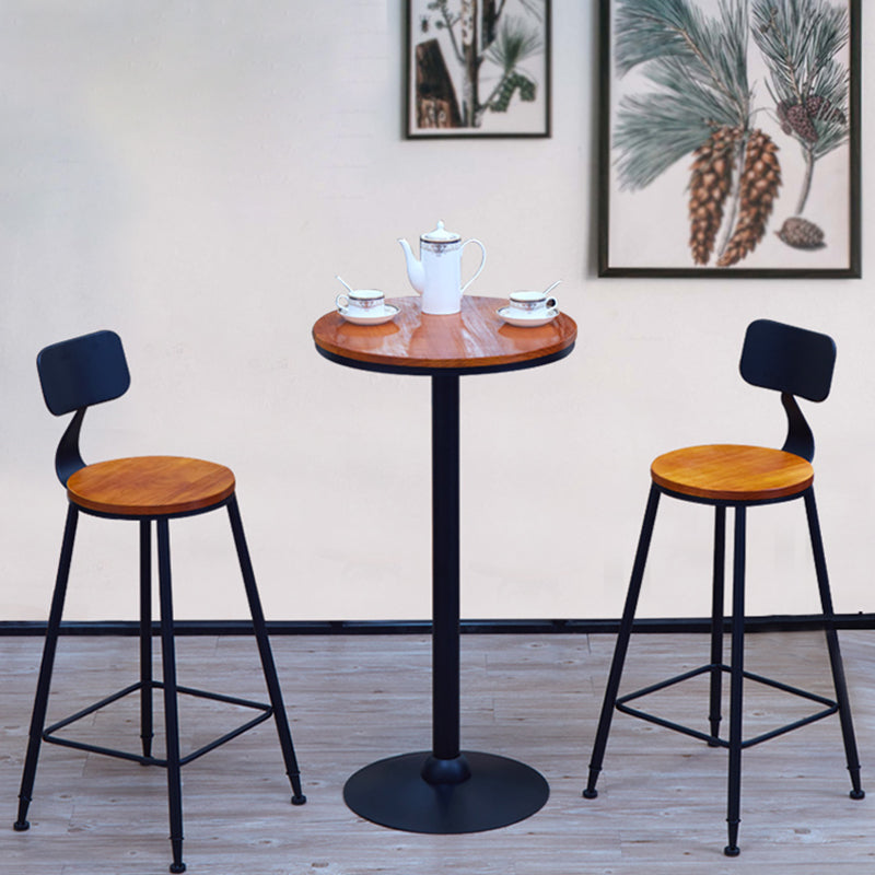 Industrial Style Bistro Bar Table Solid Wood Top Bar Table for Dining Room 21.7"L x 21.7"W x 41.3"H Walnut Round Clearhalo 'Bar Furniture' 'Bar Tables' 'bar_tables' 'furn' 'furn_bar_tables' 'Furniture' 'Kitchen & Dining Furniture' 6650318