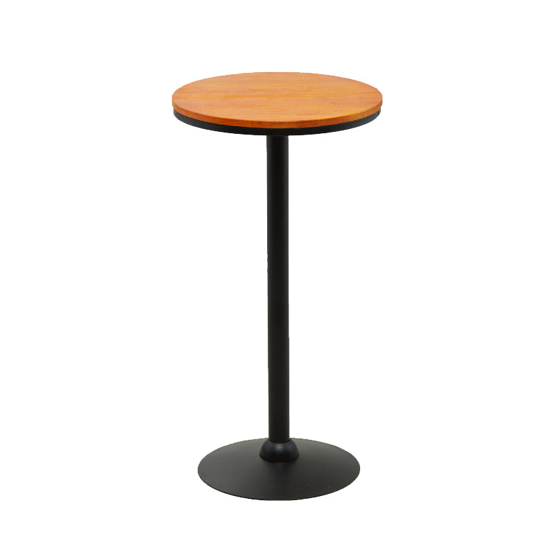 Industrial Style Bistro Bar Table Solid Wood Top Bar Table for Dining Room 21.7"L x 21.7"W x 41.3"H Brown Round Clearhalo 'Bar Furniture' 'Bar Tables' 'bar_tables' 'furn' 'furn_bar_tables' 'Furniture' 'Kitchen & Dining Furniture' 6650319
