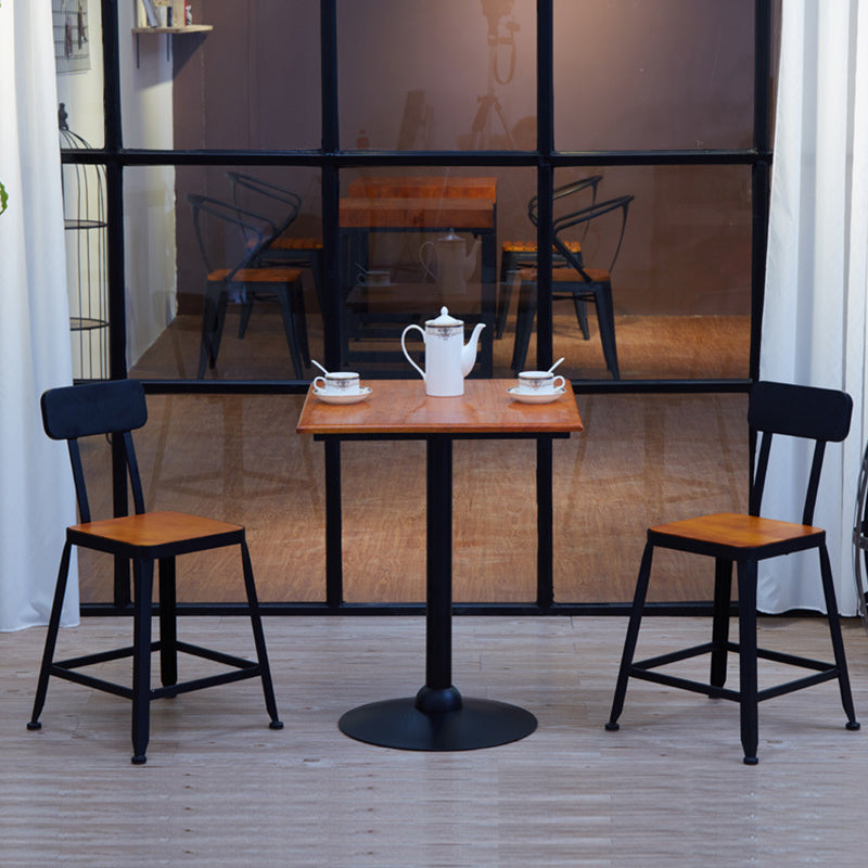 Industrial Style Bistro Bar Table Solid Wood Top Bar Table for Dining Room 21.7"L x 21.7"W x 29.5"H Walnut Square Clearhalo 'Bar Furniture' 'Bar Tables' 'bar_tables' 'furn' 'furn_bar_tables' 'Furniture' 'Kitchen & Dining Furniture' 6650320