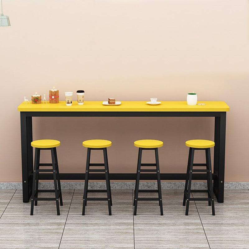 Modern Style Wood Bar Stool Table Rectangle Bar Table for Cafe and Breakroom Yellow Black Without Chairs Clearhalo 'Bar Furniture' 'Bar Tables' 'bar_tables' 'furn' 'furn_bar_tables' 'Furniture' 'Kitchen & Dining Furniture' 6650332