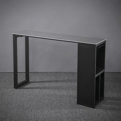 Sintered Stone Bar Table Rectangle Dining Table for Kitchen Living Room Coffee Room Gray Without Chairs Clearhalo 'Bar Furniture' 'Bar Tables' 'bar_tables' 'furn' 'furn_bar_tables' 'Furniture' 'Kitchen & Dining Furniture' 6650367