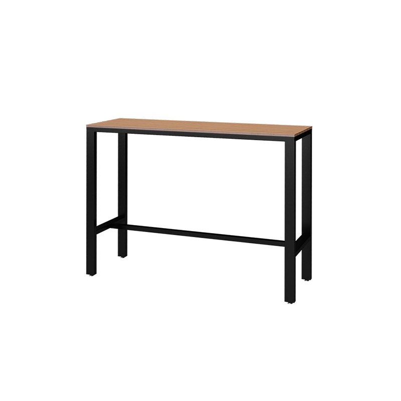 Manufactured Wood Bar Table Black Legs and Metal Base Bar Table 55.1"L x 15.7"W x 41.3"H Without Chairs Clearhalo 'Bar Furniture' 'Bar Tables' 'bar_tables' 'furn' 'furn_bar_tables' 'Furniture' 'Kitchen & Dining Furniture' 6650407