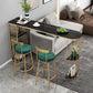Sintered Stone Bar Table Industrial Dining Table with Storage Shelves 70.9"L x 15.7"W x 41.3"H Gold Black Clearhalo 'Bar Furniture' 'Bar Tables' 'bar_tables' 'furn' 'furn_bar_tables' 'Furniture' 'Kitchen & Dining Furniture' 6650434
