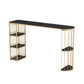 Sintered Stone Bar Table Industrial Dining Table with Storage Shelves Gold Black Clearhalo 'Bar Furniture' 'Bar Tables' 'bar_tables' 'furn' 'furn_bar_tables' 'Furniture' 'Kitchen & Dining Furniture' 6650436