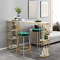 Sintered Stone Bar Table Industrial Dining Table with Storage Shelves 70.9"L x 15.7"W x 41.3"H Gold White Clearhalo 'Bar Furniture' 'Bar Tables' 'bar_tables' 'furn' 'furn_bar_tables' 'Furniture' 'Kitchen & Dining Furniture' 6650437