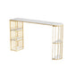 Sintered Stone Bar Table Industrial Dining Table with Storage Shelves Gold White Clearhalo 'Bar Furniture' 'Bar Tables' 'bar_tables' 'furn' 'furn_bar_tables' 'Furniture' 'Kitchen & Dining Furniture' 6650439