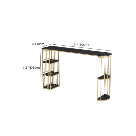 Sintered Stone Bar Table Industrial Dining Table with Storage Shelves Clearhalo 'Bar Furniture' 'Bar Tables' 'bar_tables' 'furn' 'furn_bar_tables' 'Furniture' 'Kitchen & Dining Furniture' 6650448