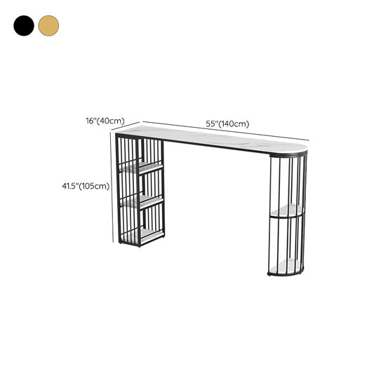 Sintered Stone Bar Table Industrial Dining Table with Storage Shelves Clearhalo 'Bar Furniture' 'Bar Tables' 'bar_tables' 'furn' 'furn_bar_tables' 'Furniture' 'Kitchen & Dining Furniture' 6650452