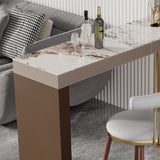 Mesa de barra de piedra sinterizada marrón mesa de comedor rectangular para sala de estar de cocina