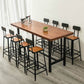 Mesa de bar de madera maciza marrón, mesa de comedor con base de caballete para cocina y sala de estar