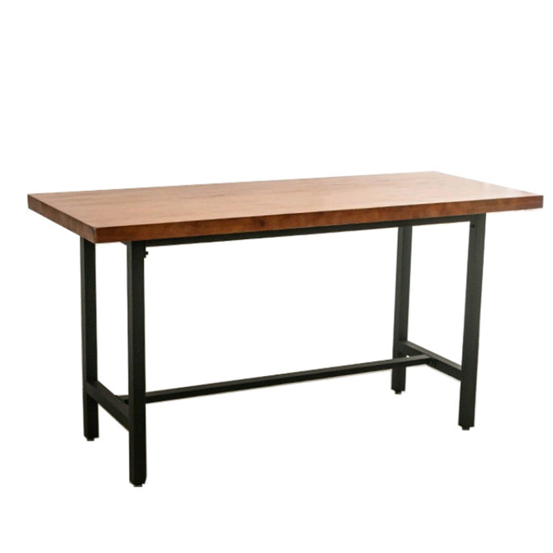 Mesa de bar de madera maciza marrón, mesa de comedor con base de caballete para cocina y sala de estar