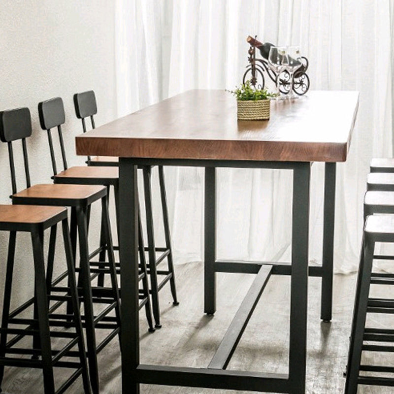 Mesa de bar de madera maciza marrón, mesa de comedor con base de caballete para cocina y sala de estar
