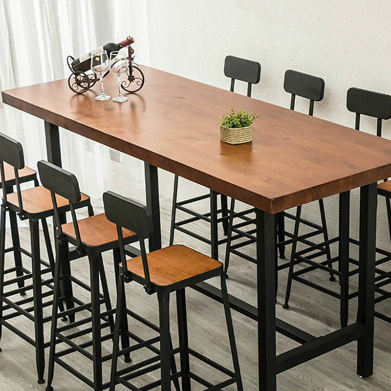 Mesa de bar de madera maciza marrón, mesa de comedor con base de caballete para cocina y sala de estar
