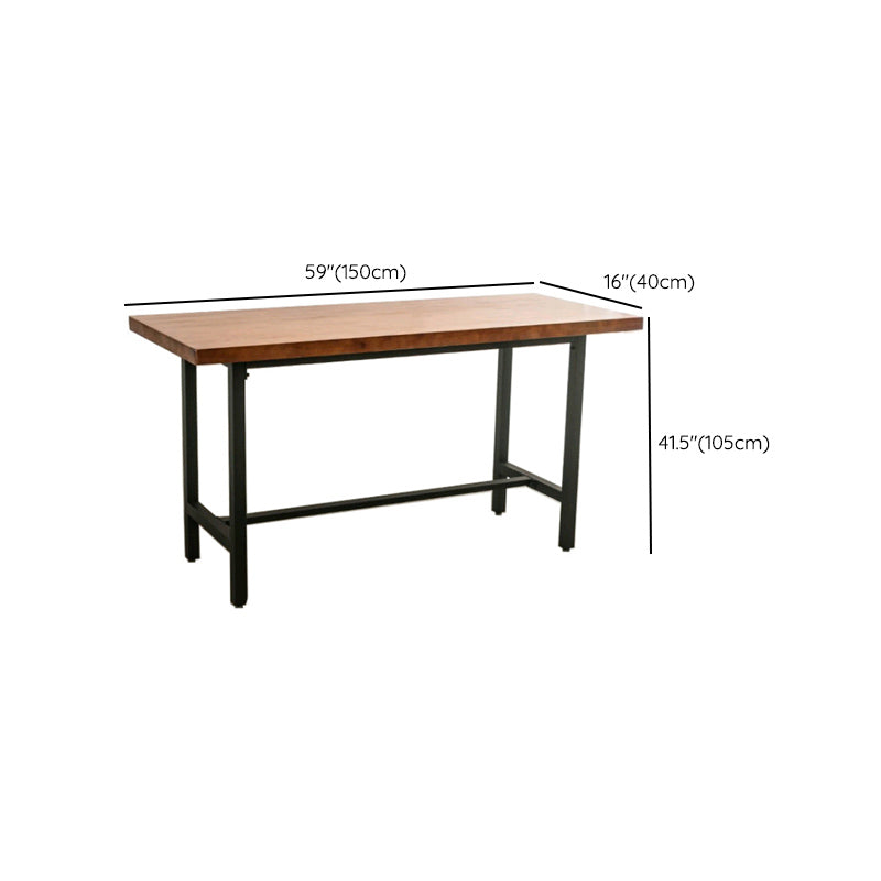 Mesa de bar de madera maciza marrón, mesa de comedor con base de caballete para cocina y sala de estar