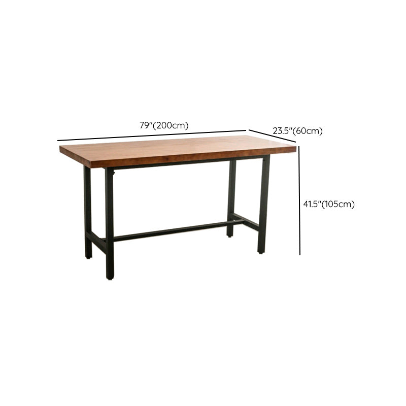 Mesa de bar de madera maciza marrón, mesa de comedor con base de caballete para cocina y sala de estar