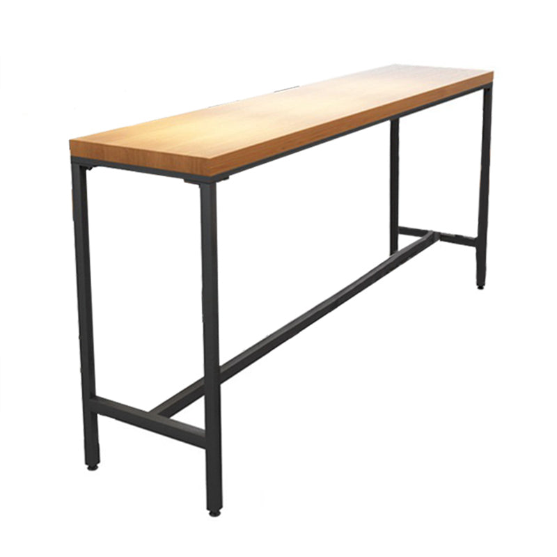 Solid Wood Bar Table Black Trestle Base Dining Table for Kitchen Living Room Without Chairs Clearhalo 'Bar Furniture' 'Bar Tables' 'bar_tables' 'furn' 'furn_bar_tables' 'Furniture' 'Kitchen & Dining Furniture' 6650527