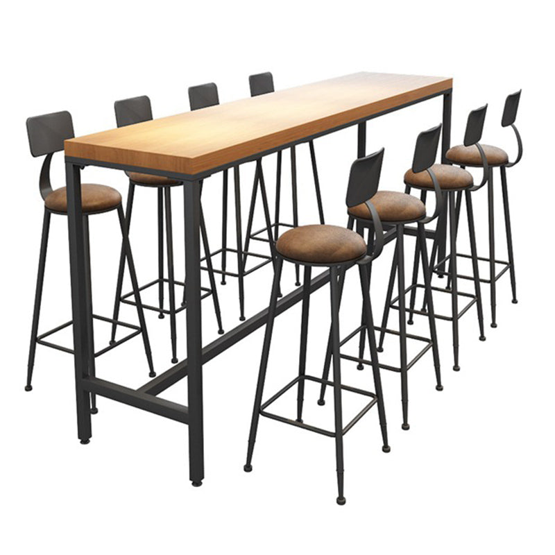 Solid Wood Bar Table Black Trestle Base Dining Table for Kitchen Living Room Clearhalo 'Bar Furniture' 'Bar Tables' 'bar_tables' 'furn' 'furn_bar_tables' 'Furniture' 'Kitchen & Dining Furniture' 6650528