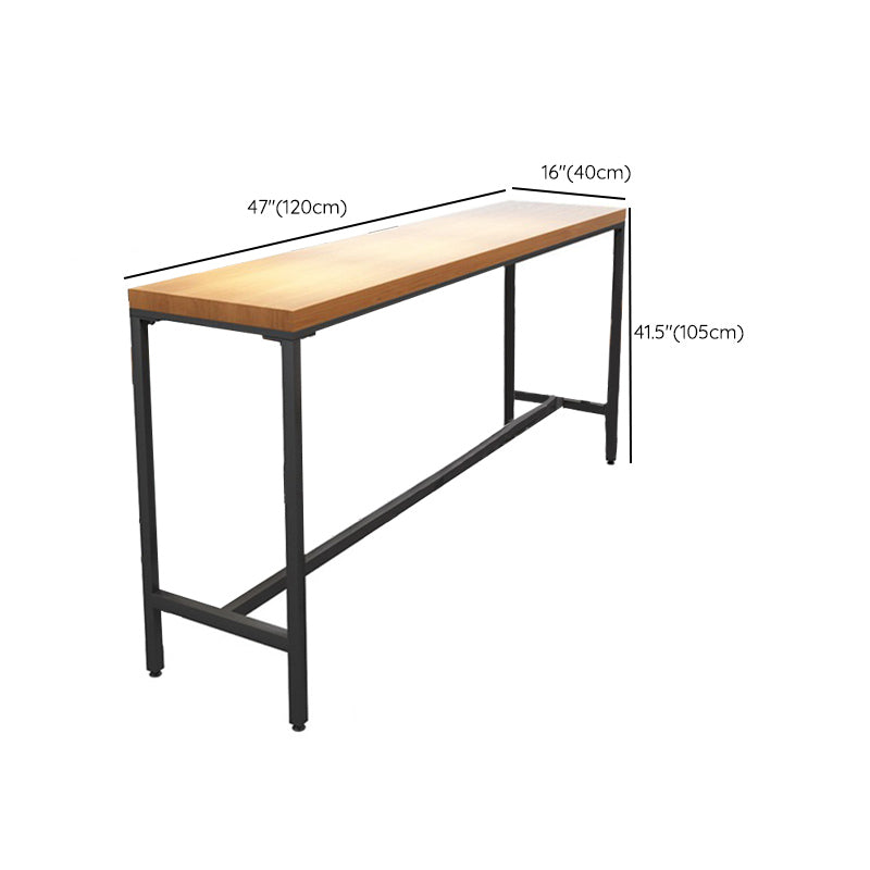 Solid Wood Bar Table Black Trestle Base Dining Table for Kitchen Living Room Clearhalo 'Bar Furniture' 'Bar Tables' 'bar_tables' 'furn' 'furn_bar_tables' 'Furniture' 'Kitchen & Dining Furniture' 6650532