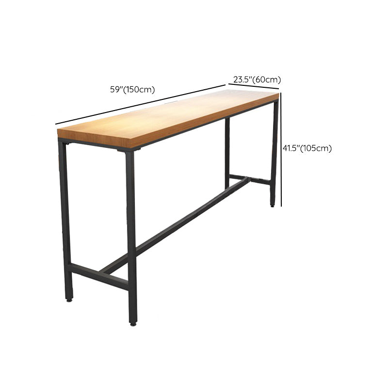 Solid Wood Bar Table Black Trestle Base Dining Table for Kitchen Living Room Clearhalo 'Bar Furniture' 'Bar Tables' 'bar_tables' 'furn' 'furn_bar_tables' 'Furniture' 'Kitchen & Dining Furniture' 6650540