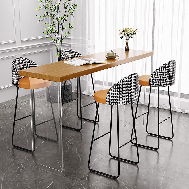 Brown Rectangle Bar Height Table Modern Solid Wood Bar Dining Table 70.9"L x 19.7"W x 41.3"H Without Chairs Clearhalo 'Bar Furniture' 'Bar Tables' 'bar_tables' 'furn' 'furn_bar_tables' 'Furniture' 'Kitchen & Dining Furniture' 6650558