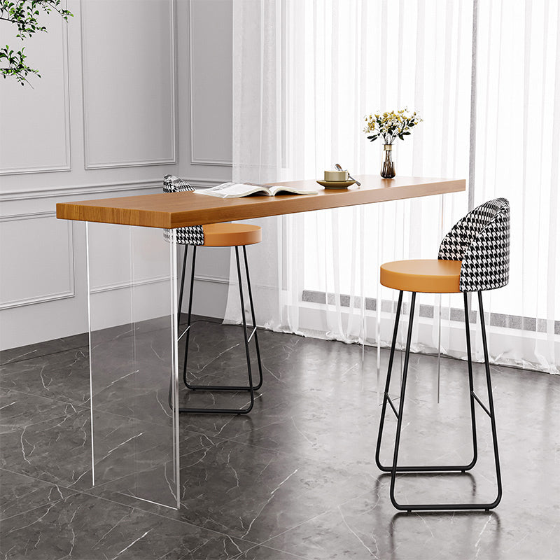 Brown Rectangle Bar Height Table Modern Solid Wood Bar Dining Table 55.1"L x 19.7"W x 41.3"H Without Chairs Clearhalo 'Bar Furniture' 'Bar Tables' 'bar_tables' 'furn' 'furn_bar_tables' 'Furniture' 'Kitchen & Dining Furniture' 6650559