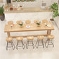 Contemporary Solid Wood Bar Dining Table Trestle Base Bar Table in Natural 86.6"L x 17.7"W x 41.3"H Without Chairs Clearhalo 'Bar Furniture' 'Bar Tables' 'bar_tables' 'furn' 'furn_bar_tables' 'Furniture' 'Kitchen & Dining Furniture' 6650588