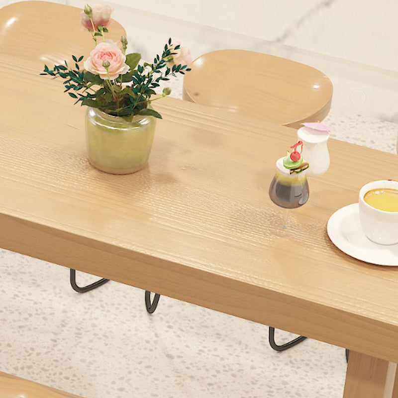 Contemporary Solid Wood Bar Dining Table Trestle Base Bar Table in Natural Clearhalo 'Bar Furniture' 'Bar Tables' 'bar_tables' 'furn' 'furn_bar_tables' 'Furniture' 'Kitchen & Dining Furniture' 6650593