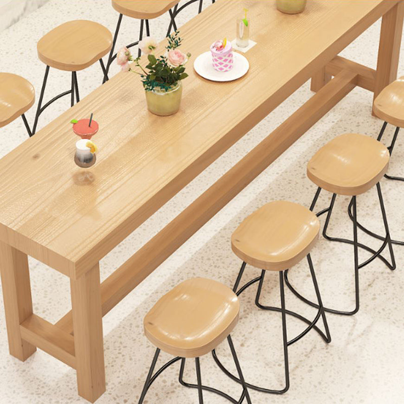 Contemporary Solid Wood Bar Dining Table Trestle Base Bar Table in Natural Clearhalo 'Bar Furniture' 'Bar Tables' 'bar_tables' 'furn' 'furn_bar_tables' 'Furniture' 'Kitchen & Dining Furniture' 6650594
