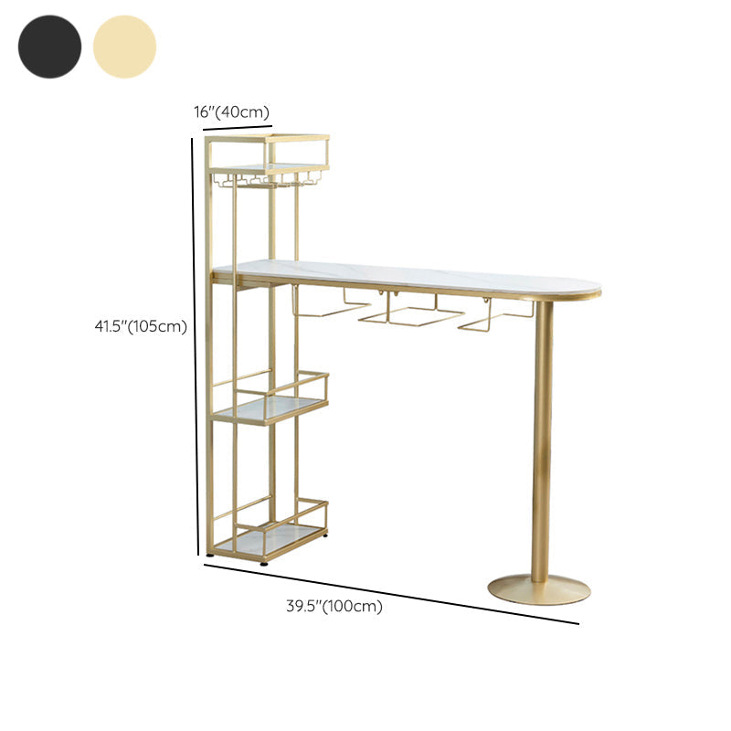 Contemporary Bar Dining Table Metal Frame Bar Table with Wine Rack