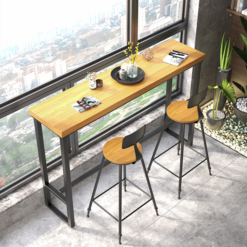 Industrial Rectangle Bar Table Solid Wood Top Bar Table with Trestle Base Clearhalo 'Bar Furniture' 'Bar Tables' 'bar_tables' 'furn' 'furn_bar_tables' 'Furniture' 'Kitchen & Dining Furniture' 6650619