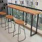 Mesa de comedor industrial con barra de pedestal doble, mesa de bar superior de madera maciza