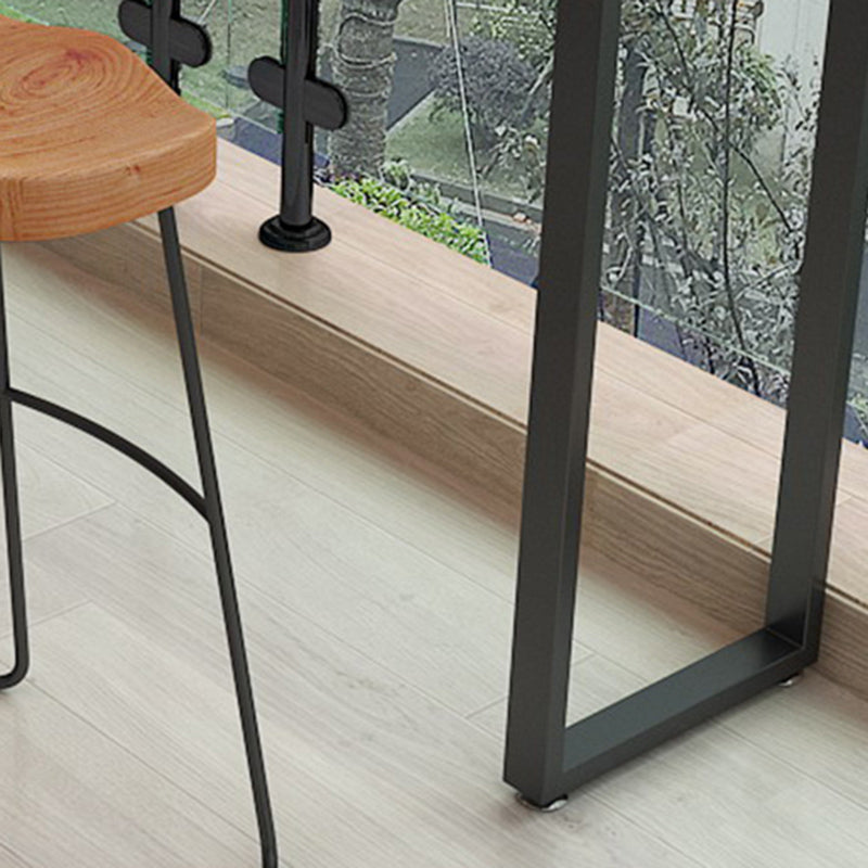 Mesa de comedor industrial con barra de pedestal doble, mesa de bar superior de madera maciza
