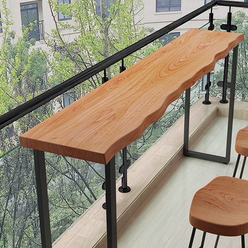 Mesa de comedor industrial con barra de pedestal doble, mesa de bar superior de madera maciza