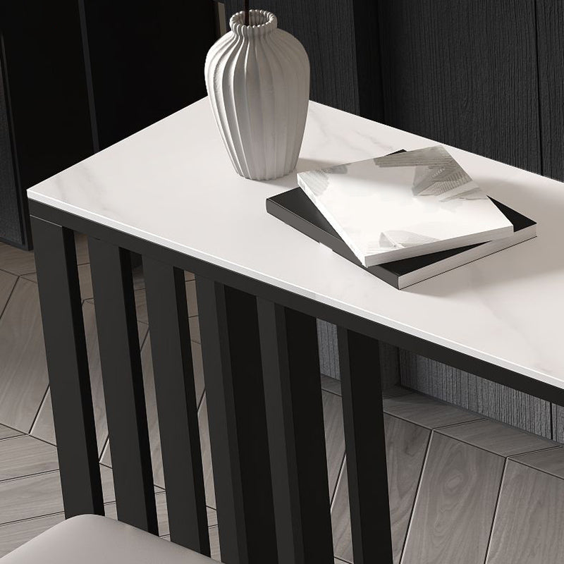 Metal Double pedestal Bar Table Modern Rectangle Bar Height Table Clearhalo 'Bar Furniture' 'Bar Tables' 'bar_tables' 'furn' 'furn_bar_tables' 'Furniture' 'Kitchen & Dining Furniture' 6650665