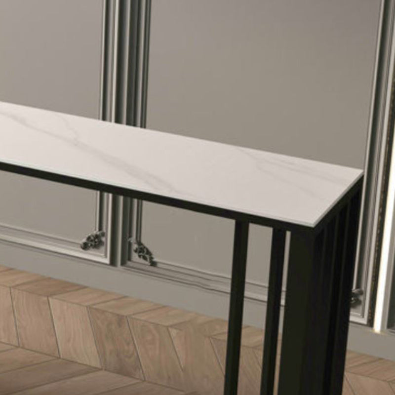 Metal Double pedestal Bar Table Modern Rectangle Bar Height Table Clearhalo 'Bar Furniture' 'Bar Tables' 'bar_tables' 'furn' 'furn_bar_tables' 'Furniture' 'Kitchen & Dining Furniture' 6650667