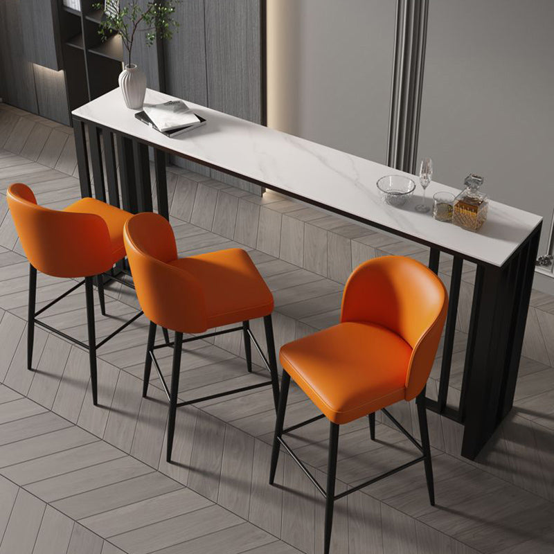 Metal Double pedestal Bar Table Modern Rectangle Bar Height Table Clearhalo 'Bar Furniture' 'Bar Tables' 'bar_tables' 'furn' 'furn_bar_tables' 'Furniture' 'Kitchen & Dining Furniture' 6650669