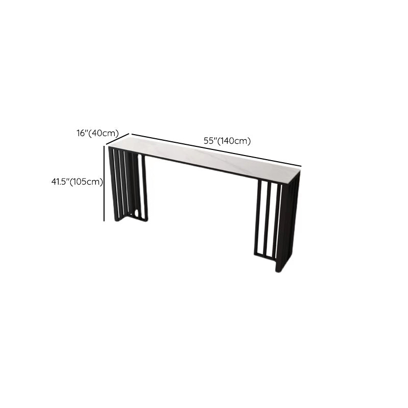Metal Double pedestal Bar Table Modern Rectangle Bar Height Table Clearhalo 'Bar Furniture' 'Bar Tables' 'bar_tables' 'furn' 'furn_bar_tables' 'Furniture' 'Kitchen & Dining Furniture' 6650673