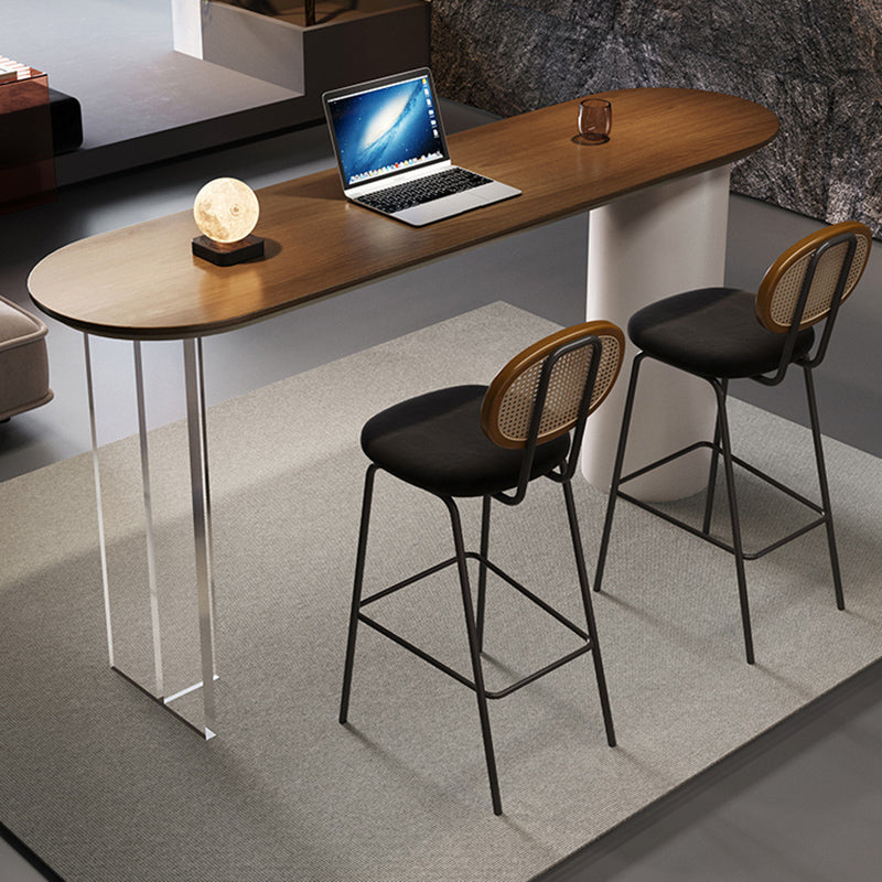 Contemporary Double Pedestal Bar Dining Table Solid Wood Dining Table 78.7"L x 17.7"W x 41.3"H Without Chairs Clearhalo 'Bar Furniture' 'Bar Tables' 'bar_tables' 'furn' 'furn_bar_tables' 'Furniture' 'Kitchen & Dining Furniture' 6650677