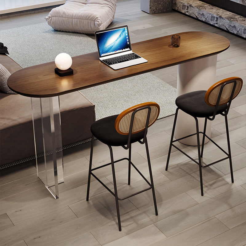 Contemporary Double Pedestal Bar Dining Table Solid Wood Dining Table Clearhalo 'Bar Furniture' 'Bar Tables' 'bar_tables' 'furn' 'furn_bar_tables' 'Furniture' 'Kitchen & Dining Furniture' 6650682