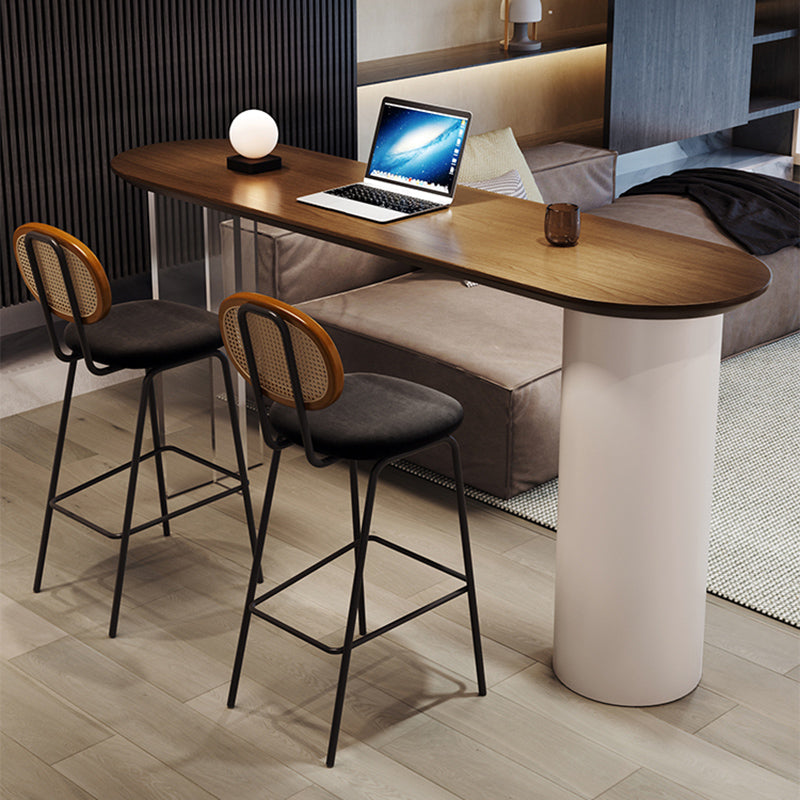 Contemporary Double Pedestal Bar Dining Table Solid Wood Dining Table Clearhalo 'Bar Furniture' 'Bar Tables' 'bar_tables' 'furn' 'furn_bar_tables' 'Furniture' 'Kitchen & Dining Furniture' 6650683