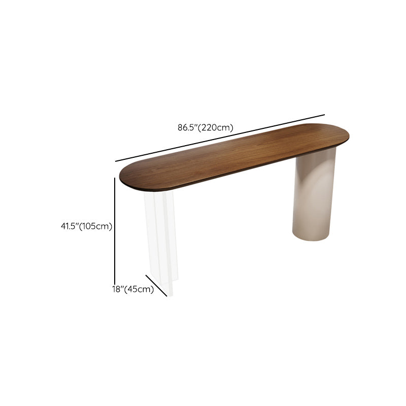 Contemporary Double Pedestal Bar Dining Table Solid Wood Dining Table Clearhalo 'Bar Furniture' 'Bar Tables' 'bar_tables' 'furn' 'furn_bar_tables' 'Furniture' 'Kitchen & Dining Furniture' 6650690