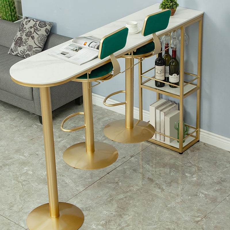 Modern Free Form Bar Dining Table Metal and Stone Bar Table for Living Room 70.9"L x 15.7"W x 41.3"H Without Chairs Clearhalo 'Bar Furniture' 'Bar Tables' 'bar_tables' 'furn' 'furn_bar_tables' 'Furniture' 'Kitchen & Dining Furniture' 6650693