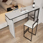 Rectangle White Stone Top Bar Dining Table Contemporary Bar Height Table