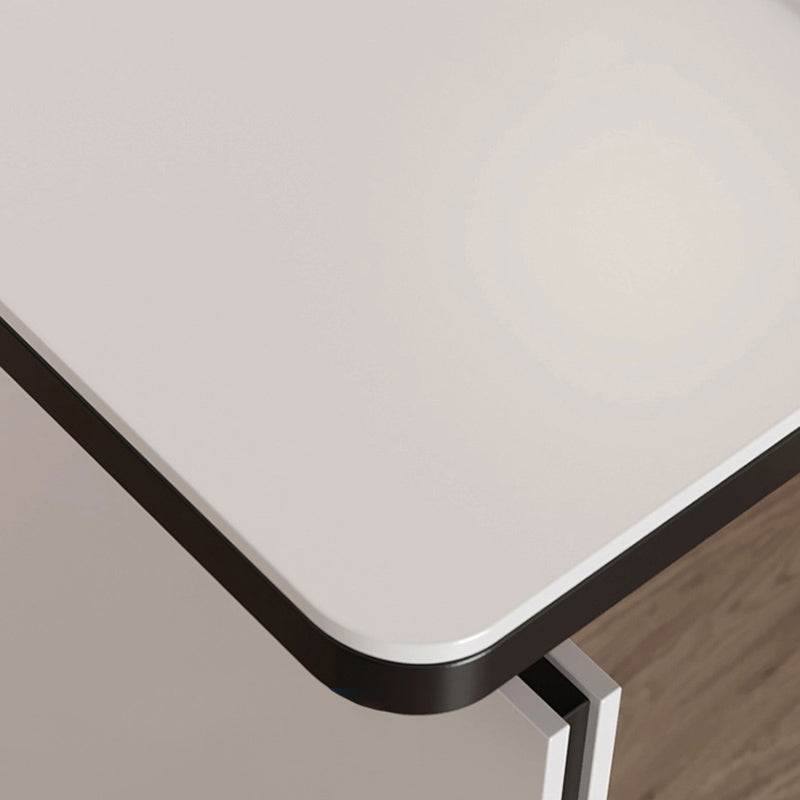 Rectangle White Stone Top Bar Dining Table Contemporary Bar Height Table