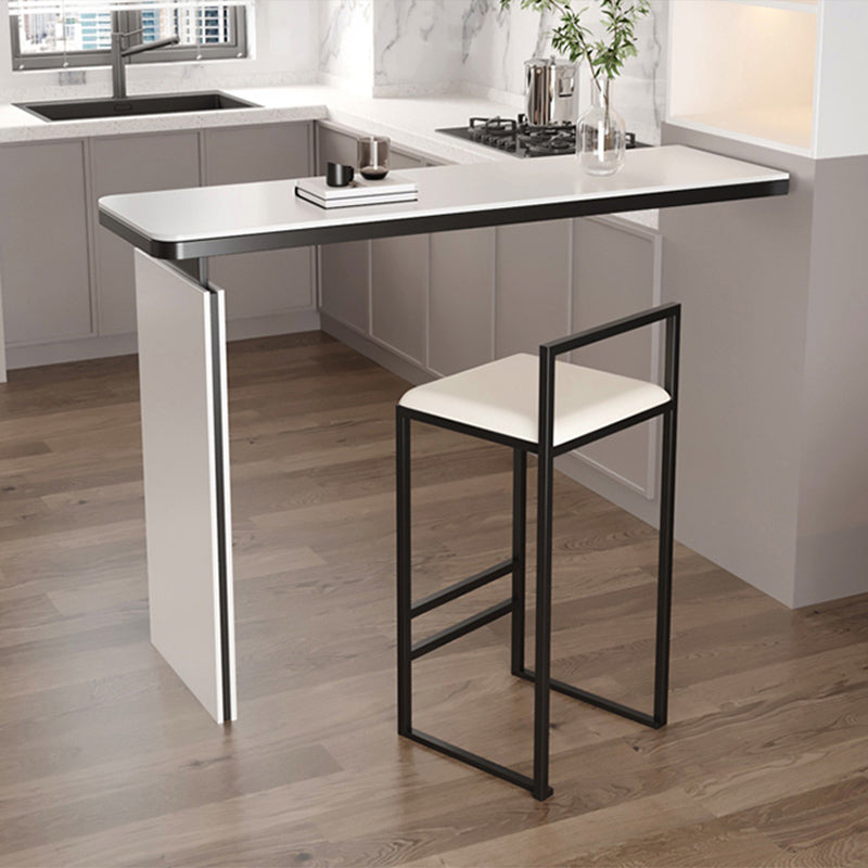 Rectangle White Stone Top Bar Dining Table Contemporary Bar Height Table