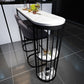 Industrial Free Form Bar Height Table Metal and Stone Bar Table with Double Pedestal 63"L x 15.7"W x 41.3"H Black Without Chairs Clearhalo 'Bar Furniture' 'Bar Tables' 'bar_tables' 'furn' 'furn_bar_tables' 'Furniture' 'Kitchen & Dining Furniture' 6650739