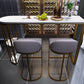 Industrial Free Form Bar Height Table Metal and Stone Bar Table with Double Pedestal 70.9"L x 15.7"W x 41.3"H Gold Without Chairs Clearhalo 'Bar Furniture' 'Bar Tables' 'bar_tables' 'furn' 'furn_bar_tables' 'Furniture' 'Kitchen & Dining Furniture' 6650740