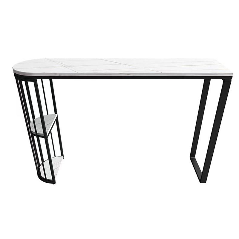 Industrial Free Form Bar Height Table Metal and Stone Bar Table with Double Pedestal Black Without Chairs Clearhalo 'Bar Furniture' 'Bar Tables' 'bar_tables' 'furn' 'furn_bar_tables' 'Furniture' 'Kitchen & Dining Furniture' 6650741