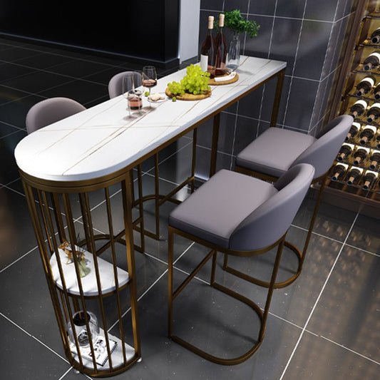 Industrial Free Form Bar Height Table Metal and Stone Bar Table with Double Pedestal Clearhalo 'Bar Furniture' 'Bar Tables' 'bar_tables' 'furn' 'furn_bar_tables' 'Furniture' 'Kitchen & Dining Furniture' 6650746