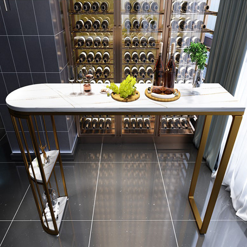 Industrial Free Form Bar Height Table Metal and Stone Bar Table with Double Pedestal Clearhalo 'Bar Furniture' 'Bar Tables' 'bar_tables' 'furn' 'furn_bar_tables' 'Furniture' 'Kitchen & Dining Furniture' 6650749